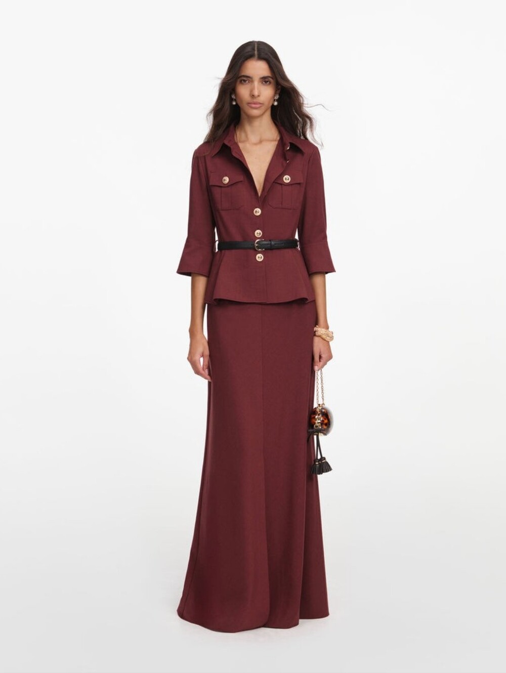 Self Portrait Brown Twill Maxi Dress